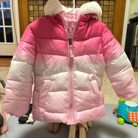 Pink Ombré Snozu Girls Hooded Puffer Jacket - Picture 5 of 6